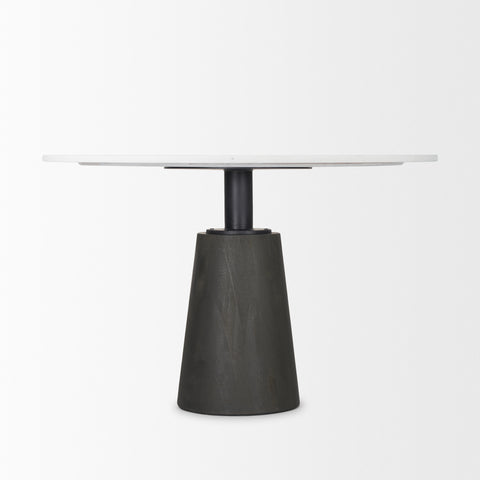 Maxwell 48" White Marble and Black Wood Dining Table -2