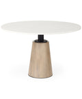 Maxwell 48" White Marble and Light Brown Wood Dining Table-1