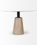Maxwell 48" White Marble and Light Brown Wood Dining Table-2