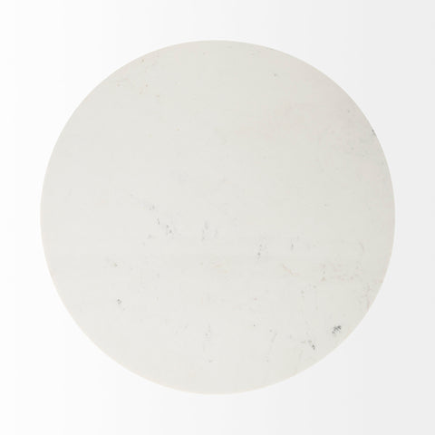 Maxwell 48" White Marble and Light Brown Wood Dining Table-4