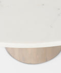Maxwell 48" White Marble and Light Brown Wood Dining Table-5