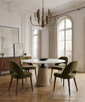 Maxwell 48" White Marble and Light Brown Wood Dining Table