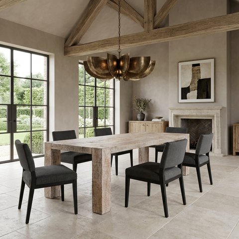 McArthur 84" Whitewashed Reclaimed Wood Dining Table 