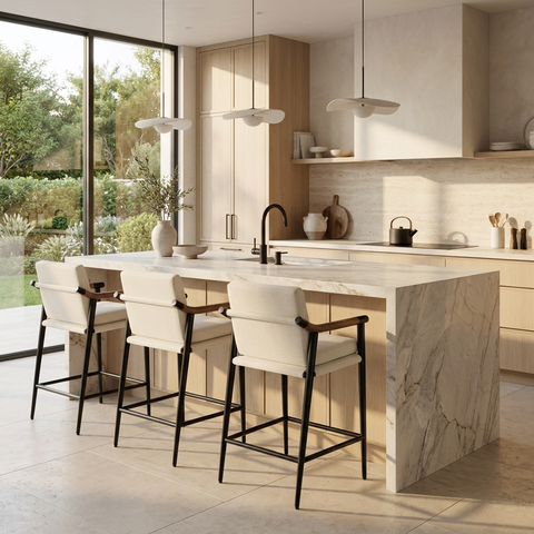 Meadow Ivory Modern Upholstered Counter Stool
