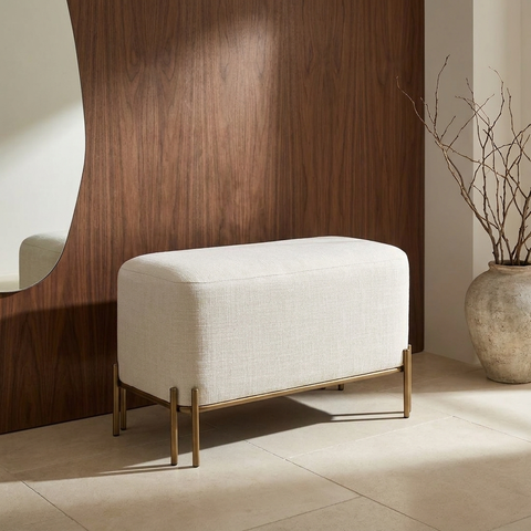 Meline Ivory Cotton Tweed Stool