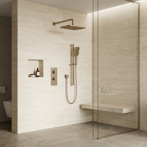 MiamiBox01G Brushed Nickel 2-Way Non-Shared Thermostatic Shower System Trim Kit 
