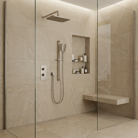 MiamiBox01 Brushed Nickel 2-Way Shared Thermostatic Shower System Trim Kit