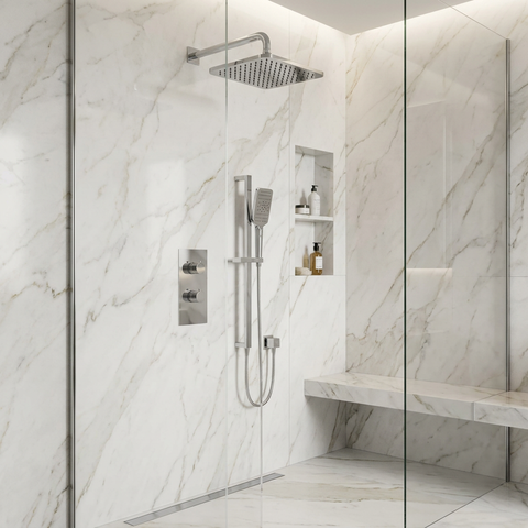 MiamiBox01 Polished Chrome 2-Way Shared Thermostatic Shower System Trim Kit 