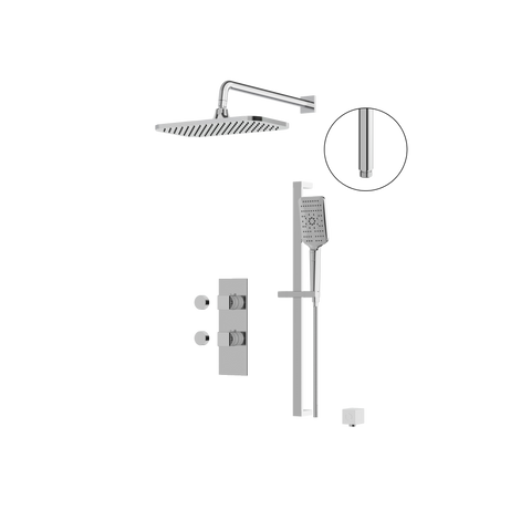 MiamiBox01 Polished Chrome 2-Way Shared Thermostatic Shower System Trim Kit -1