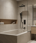 MiamiBox02G Black 3-Way Non-Shared Thermostatic Tub and Shower System Trim Kit 