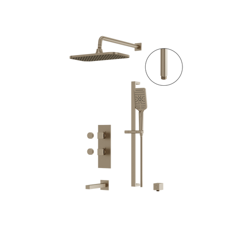 MiamiBox02G Brushed Nickel 3-Way Non-Shared Thermostatic Tub and Shower System Trim Kit 