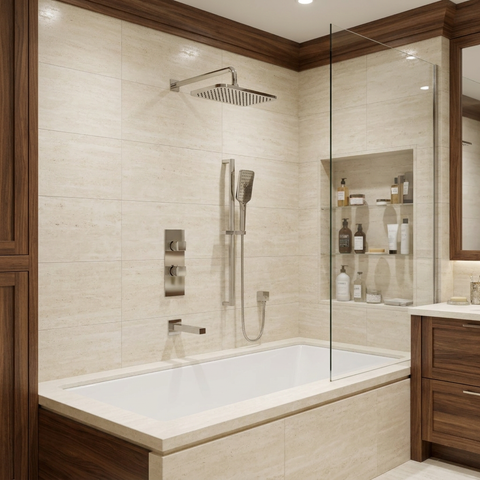 MiamiBox02G Polished Nickel 3-Way Non-Shared Thermostatic Tub and Shower System Trim Kit - Aquabrass