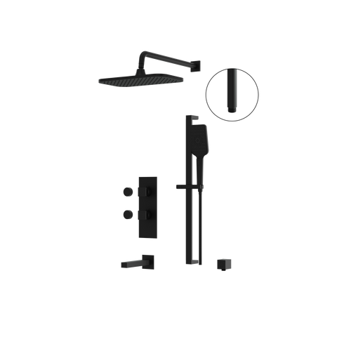 MiamiBox02 Black 3-Way Shared Thermostatic Tub and Shower System Trim Kit-1