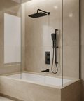 MiamiBox02 Black 3-Way Shared Thermostatic Tub and Shower System Trim Kit