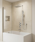 MiamiBox02 Polished Chrome 3-Way Shared Thermostatic Tub and Shower System Trim Kit 