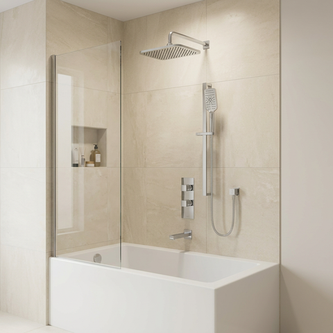MiamiBox02 Polished Chrome 3-Way Shared Thermostatic Tub and Shower System Trim Kit 