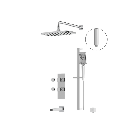 MiamiBox02 Polished Chrome 3-Way Shared Thermostatic Tub and Shower System Trim Kit -1