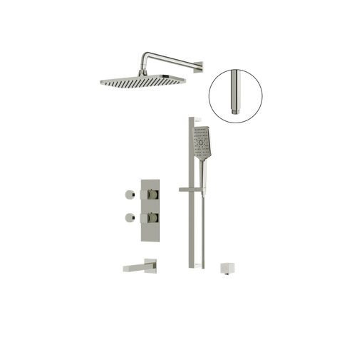 MiamiBox02 Polished Nickel 3-Way Shared Thermostatic Tub and Shower System Trim Kit-1