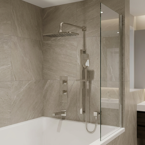MiamiBox02 Polished Nickel 3-Way Shared Thermostatic Tub and Shower System Trim Kit