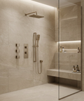 MiamiBox03 Brushed Nickel 3-Way Shared Thermostatic Shower Kit with 3 Body Jets 