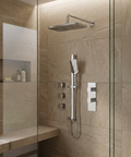 MiamiBox03 Polished Chrome 3-Way Shared Thermostatic Shower Kit with 3 Body Jets 