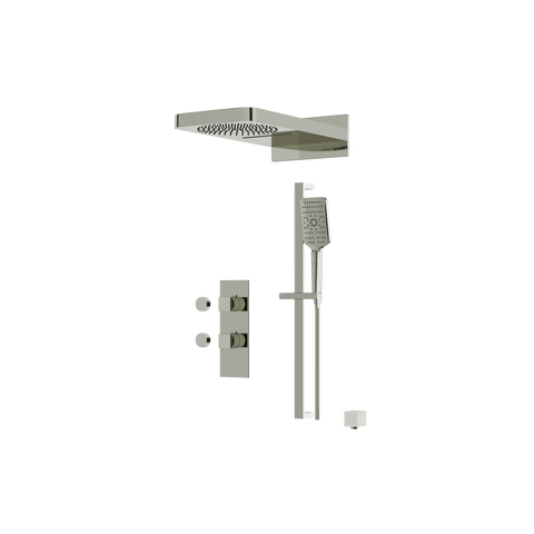 MiamiBox04G Polished Nickel 3-Way Non-Shared Thermostatic Shower Kit with Dual-Function Aquasheet Rainhead - Aquabrass-1