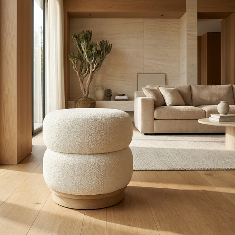 Miele Ivory Boucle Ottoman 