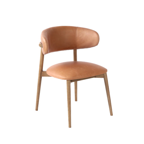 Milo Hazelnut Modern Leather Dining Chair-1