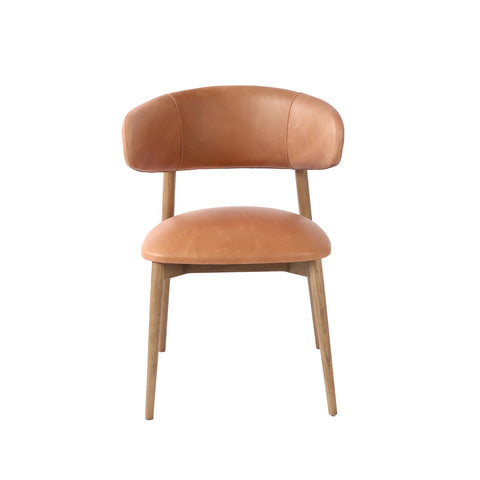 Milo Hazelnut Modern Leather Dining Chair-2