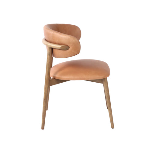 Milo Hazelnut Modern Leather Dining Chair-3