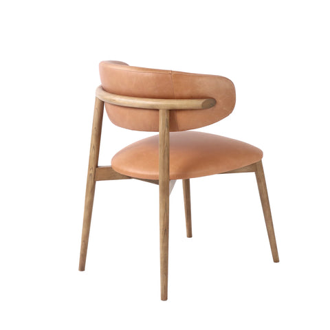 Milo Hazelnut Modern Leather Dining Chair-4