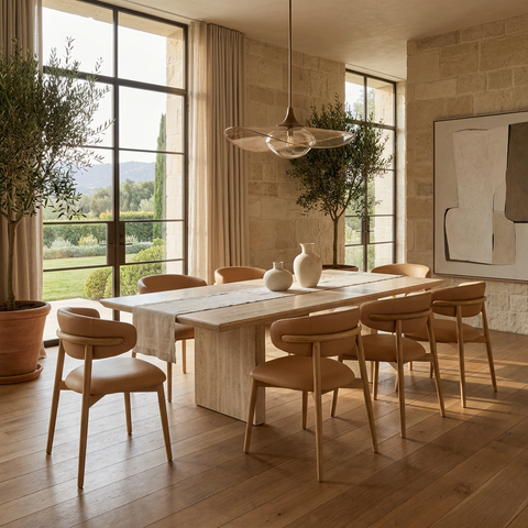 Milo Nude Modern Leather Dining Chair-1
