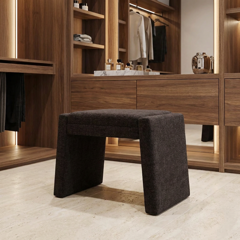 Moita Black Chenille Accent Stool