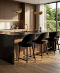 Monae Black Modern Upholstered Counter Stool