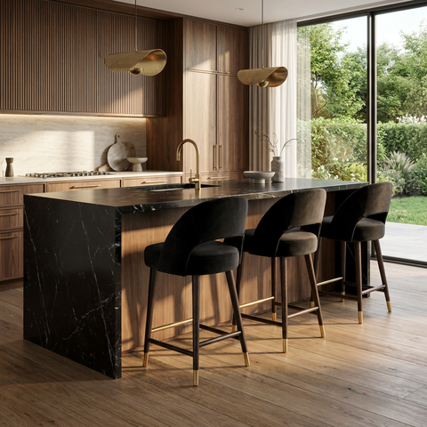Monae Black Modern Upholstered Counter Stool