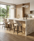 Monae Cream Modern Faux Leather Counter Stool 