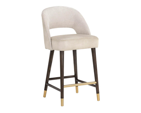 Monae Cream Modern Faux Leather Counter Stool -1