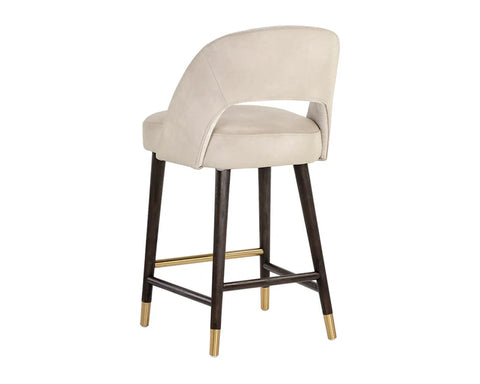 Monae Cream Modern Faux Leather Counter Stool -2