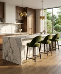 Monae Moss Modern Velvet Counter Stool