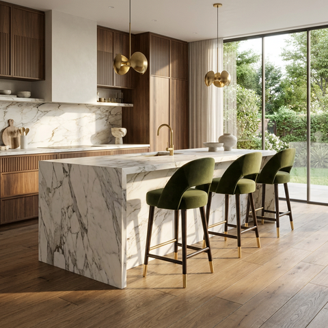 Monae Moss Modern Velvet Counter Stool