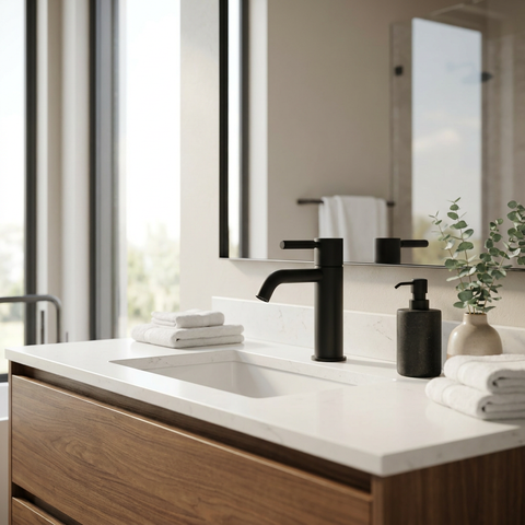 Montebello Black Single Hole Bathroom Faucet Aquabrass