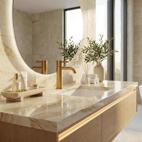 Montebello Brushed Gold Single Hole Bathroom Faucet