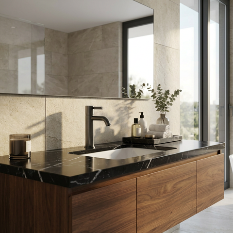 Montebello brushed black chrome single hole bathroom faucet-3