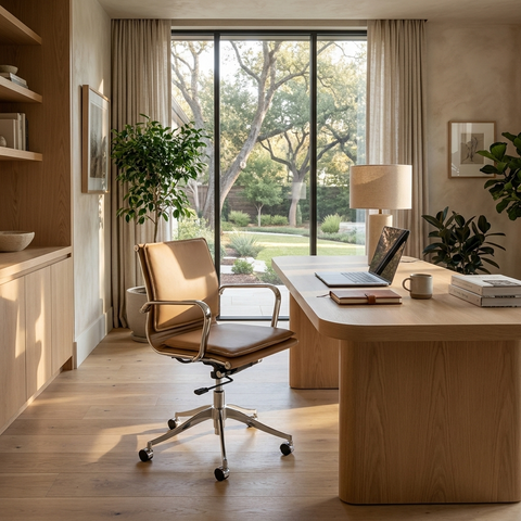 Morgan Tan Faux Leather Office Chair-1