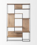 Morris Black Metal & Solid Mango Wood 6 Tier Shelving Unit-1