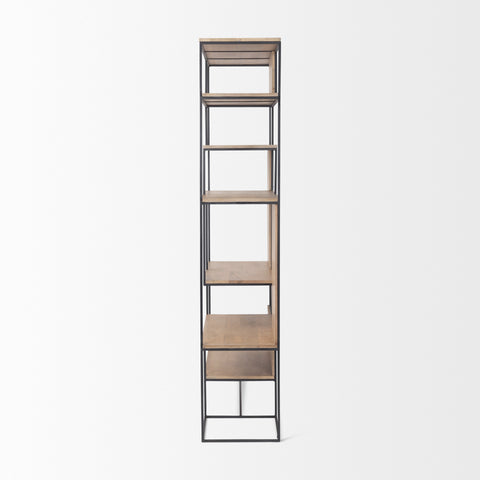 Morris Black Metal & Solid Mango Wood 6 Tier Shelving Unit-2