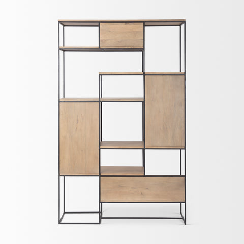 Morris Black Metal & Solid Mango Wood 6 Tier Shelving Unit-3