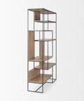 Morris Black Metal & Solid Mango Wood 6 Tier Shelving Unit-4