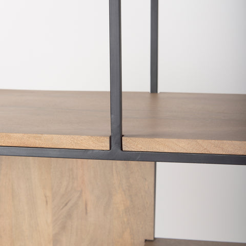 Morris Black Metal & Solid Mango Wood 6 Tier Shelving Unit-5