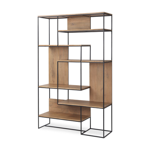 Morris Black Metal & Solid Mango Wood 6 Tier Shelving Unit-6